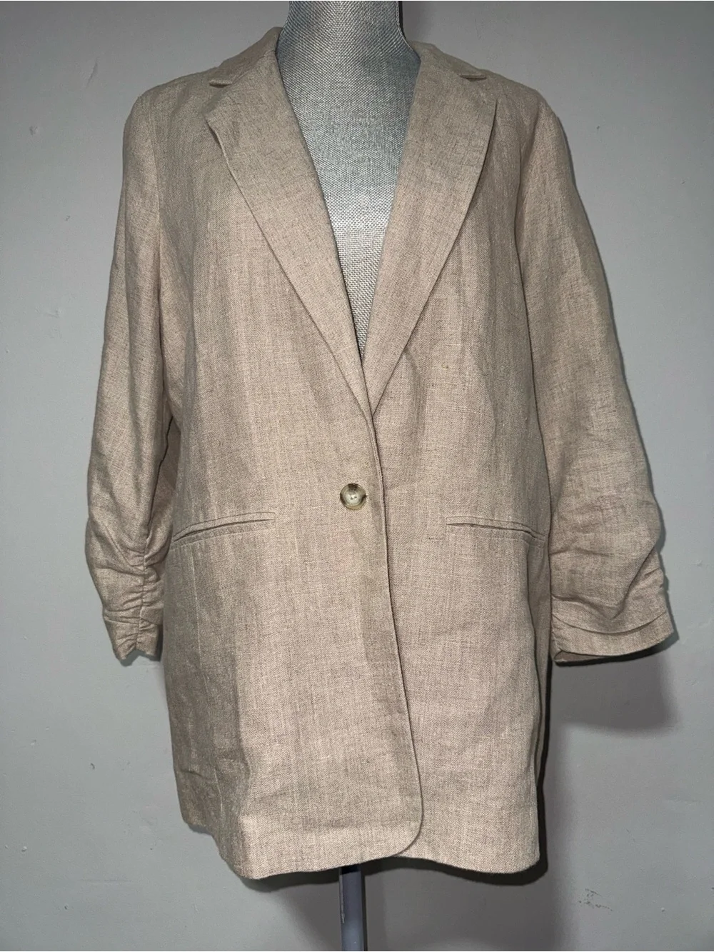 Michael Kors 100% Linen Beige Blend Women's Blazer Jacket